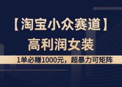 【淘宝小众赛道】高利润女装：1单必赚1000元，超暴力可矩阵