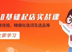 淘宝0基础起店实操课,店铺规避违规,精细化选词及选品等