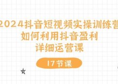 2024抖音短视频实操训练营：如何利用抖音盈利，详细运营课（17节视频课）