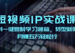 短视频 IP实战课，独创一键复制学习秘籍，转战新领域，月赚五万轻松行
