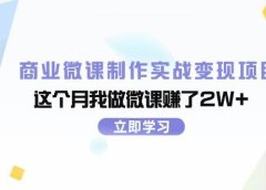 商业微课制作实战变现项目,这个月我做微课赚了2W+