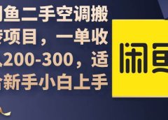 闲鱼二手空调搬砖项目，一单收入200-300，适合新手小白上手