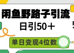 闲鱼野路子引流创业粉,日引50+,单日变现四位数