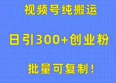 批量可复制！视频号纯搬运日引300+创业粉教程！