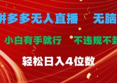 拼多多无人直播 无脑躺赚小白有手就行 不违规不封号轻松日入4位数