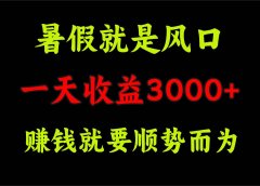 一天收益3000+ 赚钱就是顺势而为,暑假就是风口