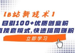 【B站新技术】日引100+优质创业粉,直接套模式,快速搞网赚粉