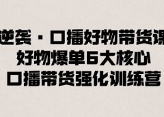 逆袭·口播好物带货课,好物爆单6大核心,口播带货强化训练营