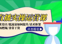 直播实操运营课：话术设计/低流量如何提升/话术框架/全场燃爆/非常干货