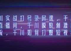 千川实战打号录屏课,千川打爆直播间,千川瞬烧刺激自然流,千川如何打爆短视频