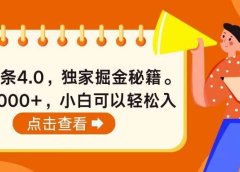 今日头条4.0,掘金秘籍。日赚1000+,小白可以轻松入手