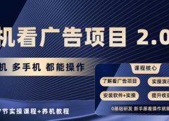 手机看广告项目2.0,单机收益30+,提现秒到账可矩阵操作