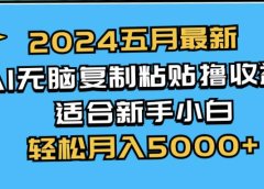 2024五月最新AI撸收益玩法 无脑复制粘贴 新手小白也能操作 轻松月入5000+