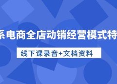 淘系电商全店动销经营模式特训营,线下课录音+文档资料