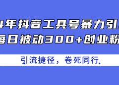 24年抖音工具号暴力引流，每日被动300+创业粉，创业粉捷径，卷死同行