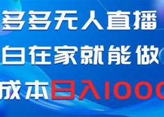 拼多多无人直播，小白在家就能做，0成本日入1000+