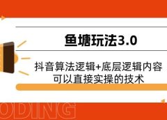 鱼塘玩法3.0：抖音算法逻辑+底层逻辑内容，可以直接实操的技术
