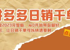 拼多多日销千单训练营2023完 拼多多日销千单训练营2023完整版,从0开始带你做好拼多多,让日销千单可以快速复制