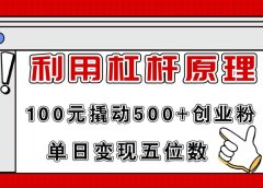 利用杠杆100元撬动500+创业粉，单日变现5位数