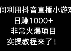 如何利用抖音直播小游戏日赚1000+,非常火爆项目,实操教程来了!