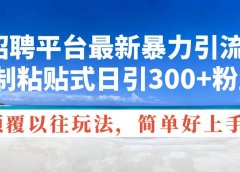 招聘平台最新暴力引流，复制粘贴式日引300+粉丝，颠覆以往垃圾玩法，简...