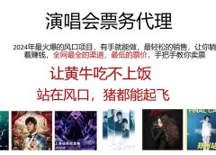 2024演唱会低价票务代理,全网最低的票价,手把手教你卖票,日入2000+