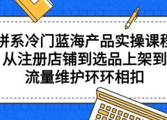 拼系冷门蓝海产品实操课程,从注册店铺到选品上架到流量维护环环相扣