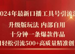 2024年最新升级版口播工具号引流法，十分钟一条爆款作品，日引流500+高...