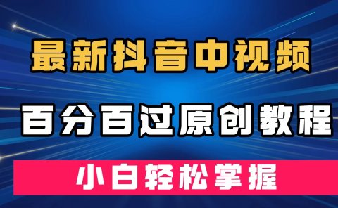 最新抖音中视频百分百过原创教程,深度去重,小白轻松掌握