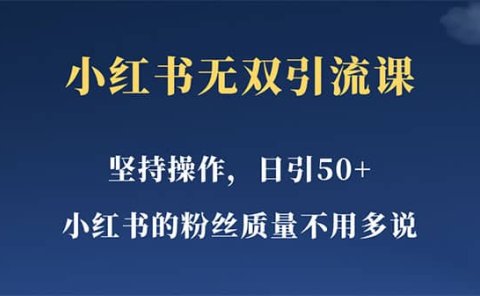 小红书无双课一天引50+女粉,不用做视频发视频,小白也很容易上手拿到结果