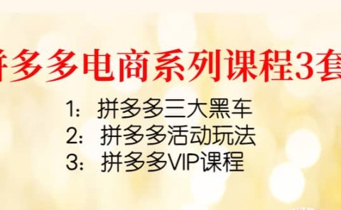 拼多多电商系列课程3套:拼多多三大黑车+拼多多活动玩法+拼多多VIP课程