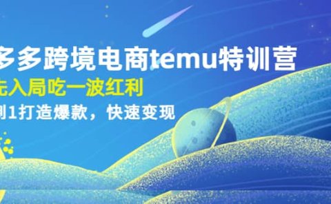 拼多多跨境电商temu特训营:先入局吃一波红利,从0到1打造爆款,快速变现
