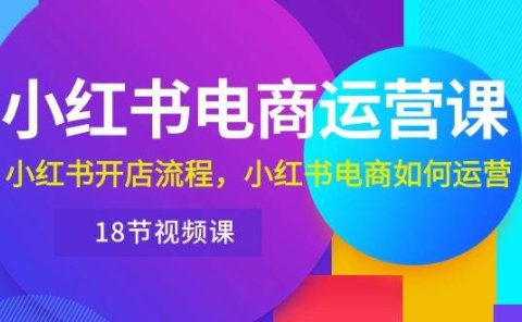 小红书·电商运营课:小红书开店流程,小红书电商如何运营(18节视频课)