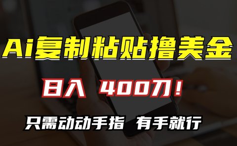 AI复制粘贴撸美金,日入400刀!小白无脑操作,只需动动手指