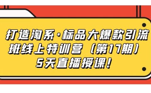 打造淘系·标品大爆款引流班线上特训营5天直播授课!