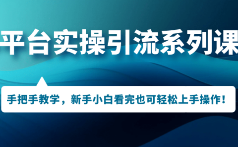 多平台实操引流系列课程,手把手教学,新手小白看完也可轻松上手引流操作