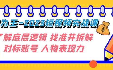 变现·为王-2023短视频实战课 了解底层逻辑 找准并拆解对标账号 人物表现力