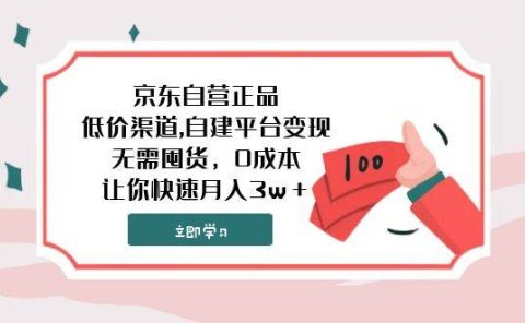 京东自营正品,低价渠道,自建平台变现,无需囤货,0成本,让你快速月入3w+
