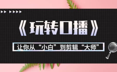 月营业额700万+大佬教您《玩转口播》让你从“小白”到剪辑“大师”