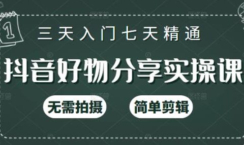 抖音好物分享实操课,无需拍摄,简单剪辑,短视频快速涨粉(125节视频课程)