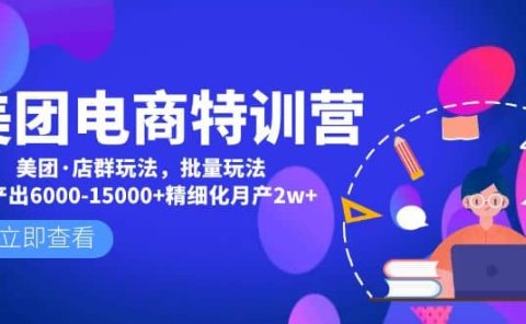 美团电商特训营:美团·店群玩法,无脑铺货