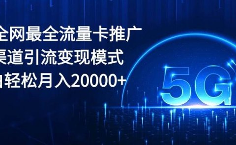 2024全网最全流量卡推广多渠道引流变现模式,小白轻松月入20000+