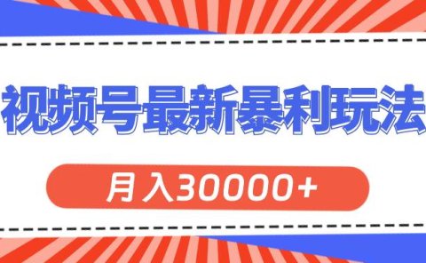 视频号最新暴利玩法,轻松月入30000+