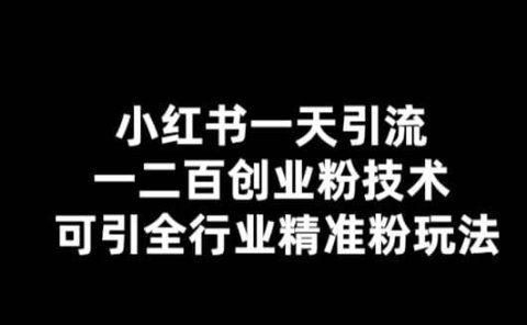 【引流必备】小红书一天引流一二百创业粉技术,可引全行业精准粉玩法