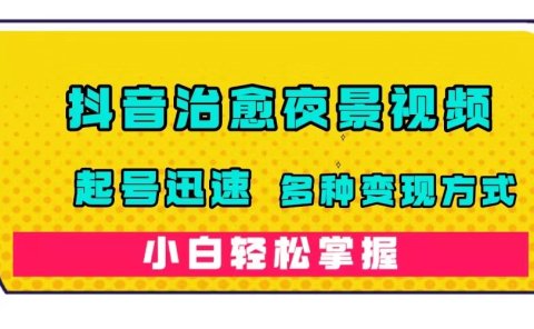 抖音治愈系夜景视频,起号迅速,多种变现方式,小白轻松掌握(附120G素材)