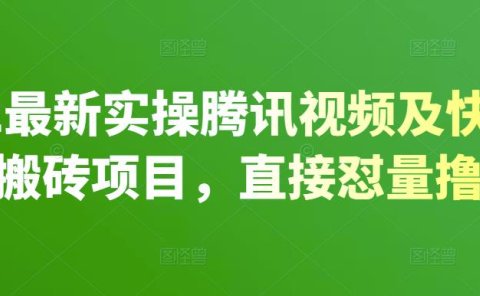 2022最新实操腾讯视频及快看点无脑搬砖项目,直接怼量撸收益