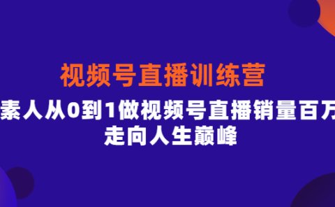 视频号直播训练营,素人从0到1做视频号直播销量百万,走向人生巅峰