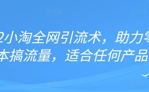 2022年小淘全网引流术,助力零成本搞流量,适合任何产品