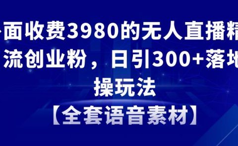 无人直播精准引流创业粉,日引300+落地实操玩法【全套语音素材】