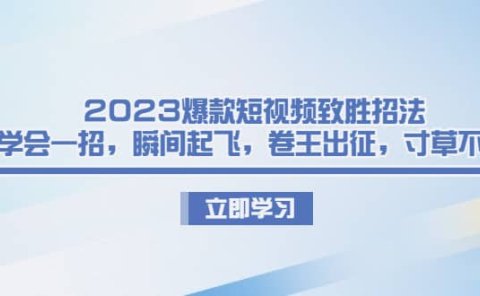 2023爆款短视频致胜招法,学会一招,瞬间起飞,卷王出征,寸草不生